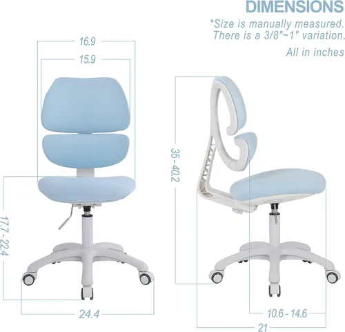 Miniatura 2 de Silla de escritorio para niños, niñas, niños, adolescentes, silla de computadora de oficina, diseño ergonómico, altura ajustable y profundidad