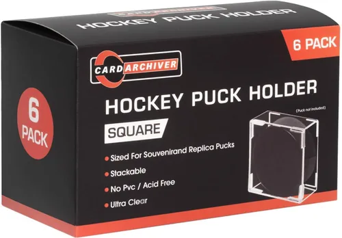 Cajas de exhibición de disco de hockey cuadrado cubo, soporte de 6 unidades, cajas de exhibición transparentes de disco de hockey a presión de 2