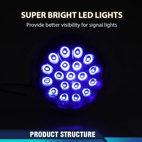 Miniatura 5 de PIT66 Lente transparente Luz LED azul Sandía (19 LED) Marcador de luz intermitente universal