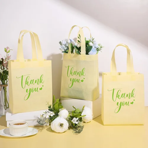 Miniatura 2 de Sweetude 30 Bolsas de Regalo de Agradecimiento con Asas al Por Mayor Reutilizables Bolsa de Dulces de Tela No Tejida Plegable Bolso de Mano