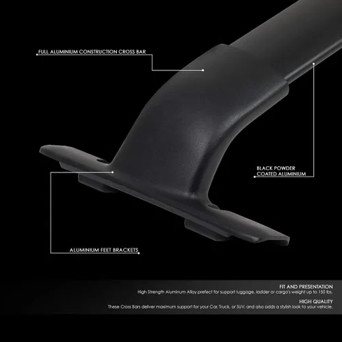 Miniatura 2 de DNA MOTORING PT-ZTL-8072 - Par de barras transversales de aluminio para techo de automóvil, compatibles con Nissan Murano 15-18, color negro