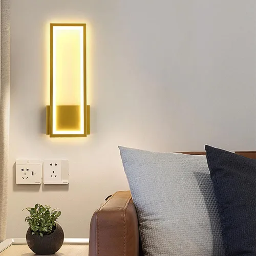 Miniatura 3 de Lámpara de pared LED para interiores, regulable, 16 W, oro, moderna, simple, rectangular, lámpara de pared, aluminio y acrílico, iluminación