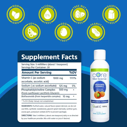 Miniatura 3 de Optimizado liposomal con vitamina C de 0.035 oz Vitamina C "Quali-C" (libre de china), la más alta absorción, fórmula física, soporte inmune, sin