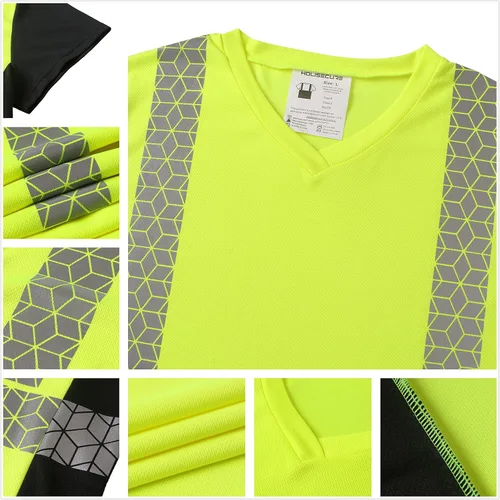 Miniatura 5 de Playera de Seguridad para Mujer, Camiseta Reflectante de Alta Visibilidad para Mujer con Patrón Reflectante Inusual, Manga Corta Transpirable