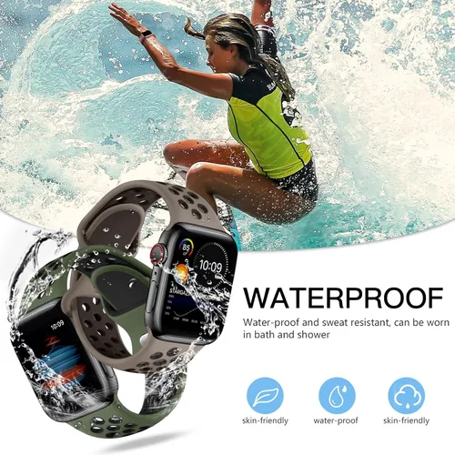 Miniatura 3 de Adorve 4 Pack Sport Bands Compatible with Apple Watch Bands for Men Women 49mm 46mm 45mm 44mm 42mm 41mm 40mm 38mm,Breathable Soft Silicone Strap for