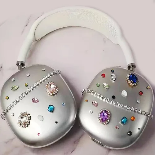Miniatura 39 de MORWLAT Funda para AirPods Max con Diamantes de Imitación Brillantes Estrellas, Fundas Suaves Bonitas Transparentes y Brillantes para Mujeres