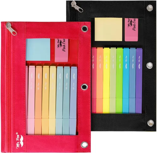 Miniatura 8 de Mr. Pen - Estuche para lápices de 2 piezas - Estuche con cremallera para lápices para carpeta de 3 anillas