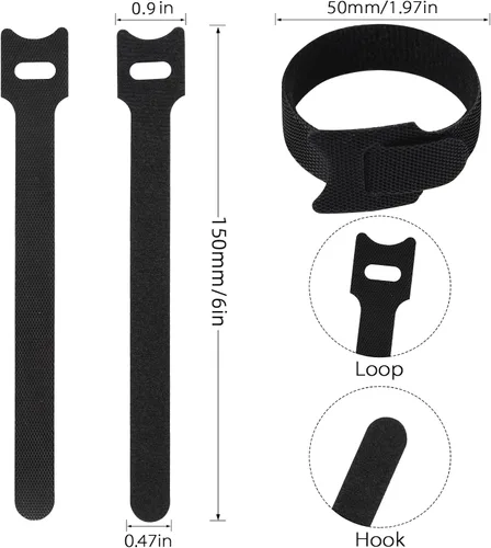 Miniatura 3 de 70 bridas para cables de 6 pulgadas, reutilizables, ajustables, organizadores de cables, correas de cable, envolturas de cables y correas de gancho