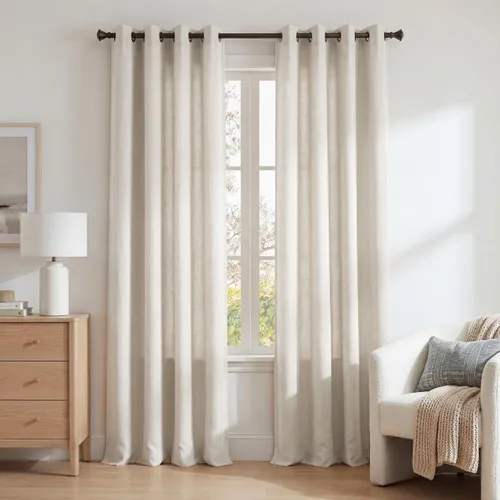 Miniatura 65 de NICETOWN Cortinas de lino traslúcidas con textura de lino de 84 pulgadas de largo, con ojales semitraslúcidos, tratamientos de ventana, privacidad