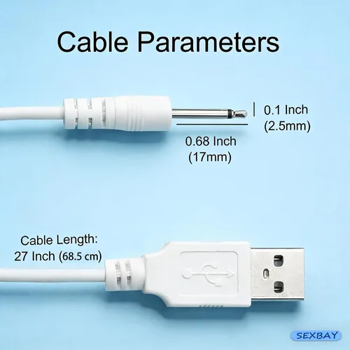 Miniatura 2 de Cable USB de repuesto original de 2 piezas para masajeadores de varita recargable, cable de carga CC de repuesto de 0.098 in