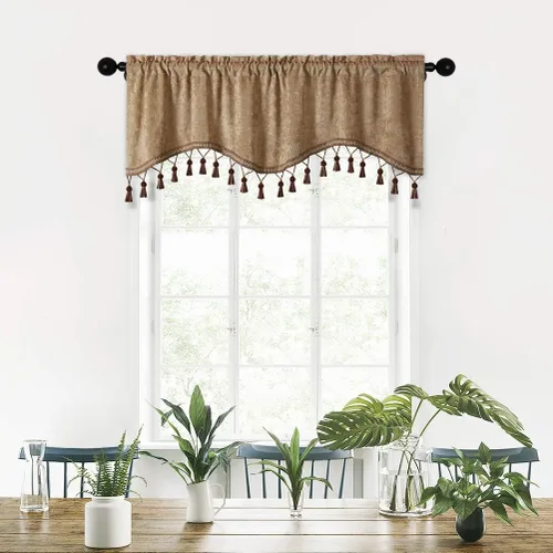 Miniatura 10 de Cortinas de doble cara de felpilla para cortina de cocina, cenefa para sala de estar