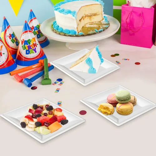 Miniatura 7 de Platos de papel cuadrados, platos de papel de 6 pulgadas, paquete de 100 platos de postre compostables ecológicos, pequeños platos desechables