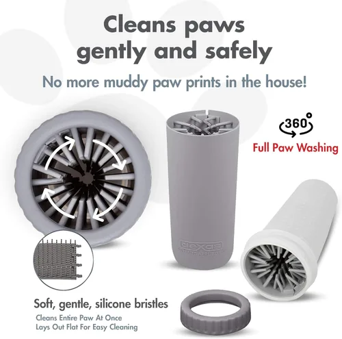 Miniatura 3 de Dexas MudBuster Limpiador portátil para patas de perro, accesorio para mascotas de gran calidad premium, tamaño grande, color gris