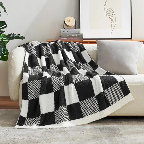 Miniatura 41 de Snuggle Sac - Manta a cuadros, manta roja para sofá, manta de microfibra de franela buffalo a cuadros, mullida, cálida, acogedora, suave, manta