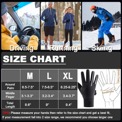 Miniatura 6 de Weitars Guantes de invierno para hombres y mujeres, guantes impermeables, guantes térmicos para el trabajo, guantes deportivos para correr