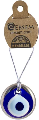Adorno decorativo de cristal turco griego hecho a mano chapado en platino para buena suerte, éxito y protección (1.5 pulgadas)