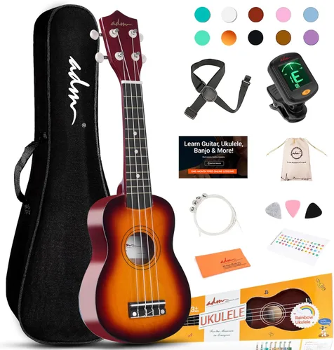 Miniatura 12 de ADM Ukelele para principiantes, kit de madera hawaiana para niños, adultos y estudiantes, pack profesional de ukalele con lecciones gratuitas, bolsa
