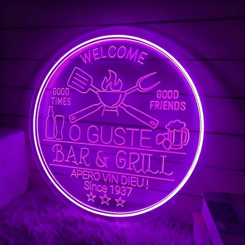 Miniatura 4 de Letreros de neón personalizados para bar y parrilla para decoración de pared, nombre personalizado, fecha, texto, hogar, bar, letrero con luz LED