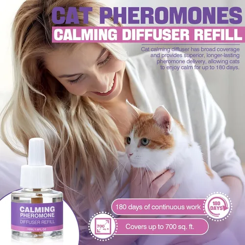 Miniatura 2 de Difusor calmante de feromonas para gatos, paquete de 6 difusores de feromonas múltiples, recambios para aliviar la ansiedad y el estrés, reducir