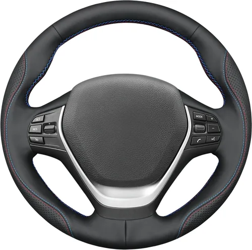 Miniatura 13 de MEWANT Envoltura de volante de ante negro cosida a mano para BMW 2Series F22 F23 F30 F34 F32 F33 F36 Cubierta de volante DIY