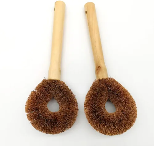 Miniatura 4 de TEHAUX Cepillo para ollas con mango de madera de 9.44 pulgadas para sartenes, woks y platos, herramienta de limpieza eficaz de agarre cómodo