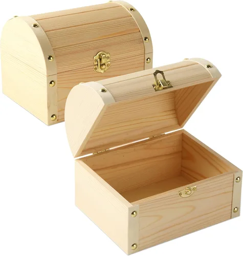 Miniatura 8 de Caja de madera sin pintar sin terminar con tapa con bisagras para manualidades, almacenamiento de joyas, caja de pino liso, pequeña 6.7 x 5.1 x 3.1