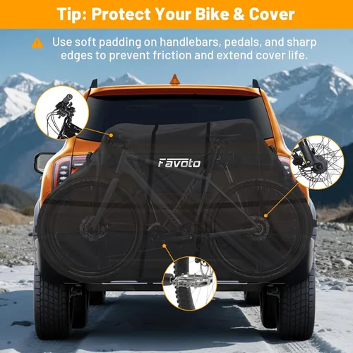 Miniatura 6 de Favoto - Funda impermeable para bicicleta al aire libre - Cubierta de bicicleta para 2 bicicletas XXL, protección contra el sol, la lluvia, el polvo