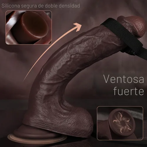 Miniatura 5 de Consolador sexual negro grande realista de 11 pulgadas, consolador grueso similar a la piel con fuerte ventosa para manos libres, consolador