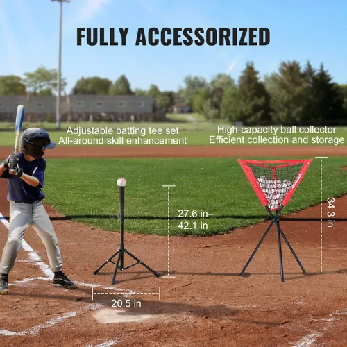 Miniatura 6 de VEVOR - Red de práctica de sóftbol, red portátil de entrenamiento de béisbol para batear, batear, atrapar, lanzar, equipo de respaldo con marco
