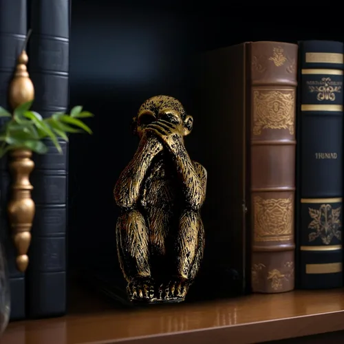 Miniatura 7 de Juego de estatuas de 3 monos sabios – Hear No Evil See No Evil Speak No Evil – Figuras de mono de resina para decoración de oficina y hogar – Opción