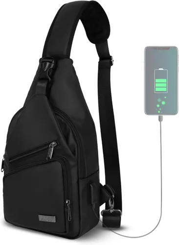 Miniatura 11 de AMJ Bolso cruzado tipo bandolera para hombres y mujeres, mochila de hombro casual, mochila de pecho tipo morral para senderismo y viajes Blanco Gris