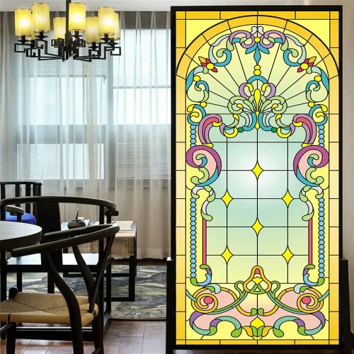 Miniatura 11 de Lámina decorativa para ventana, privacidad, multicolor, hermoso estilo iglesia, 39, esmerilado, tintado de ventana para oficina en casa