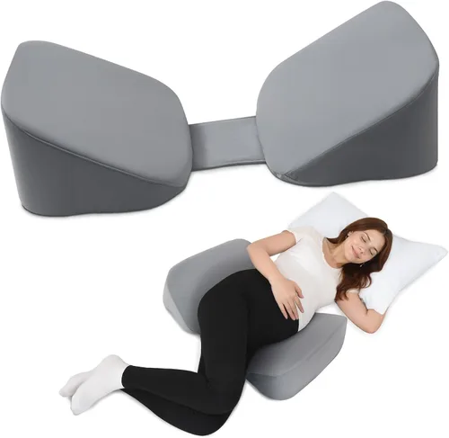 Almohada de embarazo ajustable de 30° – Almohada de maternidad portátil de viaje con funda lavable, alivio de espalda, presión abdominal y cadera,