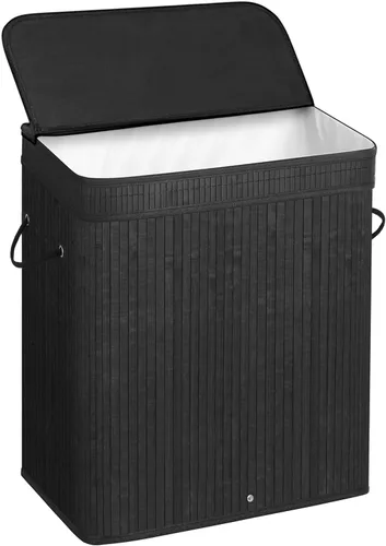 Miniatura 15 de SONGMICS Cesta de lavandería con tapa, cesta de lavandería de bambú, extraíble lavable a máquina, con asas, 26.4 galones, para lavandería, Beige