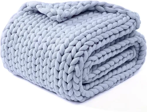 Miniatura 19 de YnM Manta Gruesa de Lana, Tejida a Mano con Hilo de Chenilla, Amigable para la Piel, Ventilada y Transpirable, Lavable a Máquina, Pieza