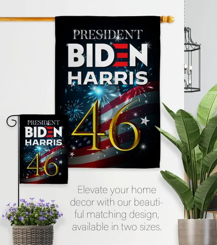 Miniatura 8 de Biden Harris Flag Juego de bandera de jardín President 46 con soporte de pared para votación patriótica, fiesta de té republicana demócrata