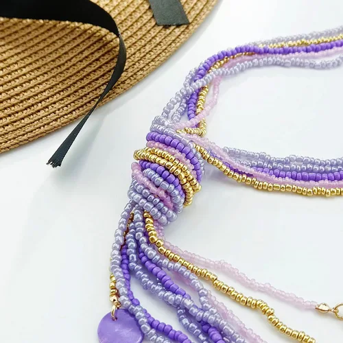 Miniatura 4 de COIRIS - Collar largo con cuentas de semillas, 10 collares largos con nudo de corbata para mujeres y niñas