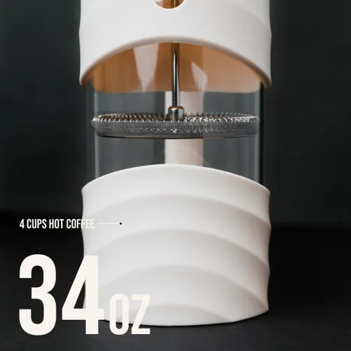 Miniatura 5 de ANGORA BRANDS Yunie - Cafetera de prensa francesa de 34 onzas, prepara café rico y té en cualquier lugar, cafetera portátil para cocina, viajes