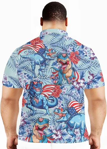 Miniatura 5 de PAGYMO Golf Shirts for Men Crazy Print Hawaiian Funny Mens Polo Shirt