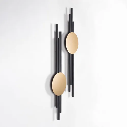 Miniatura 2 de ARTEPERA Juego de 2 piezas de arte de pared de metal de líneas antiguas, decoración de pared moderna y única, escultura de pared de metal para sala
