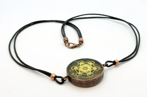 Miniatura 4 de Metatron's Cube Merkaba Orgone Pendant with Olivine Peridot