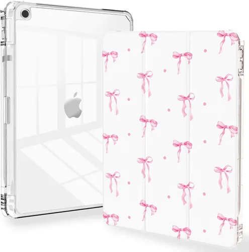 Miniatura 16 de Feams Funda para iPad de 9ª generación, funda triple para iPad 10.2, cubierta trasera transparente con soporte para lápiz y apagado Ángel