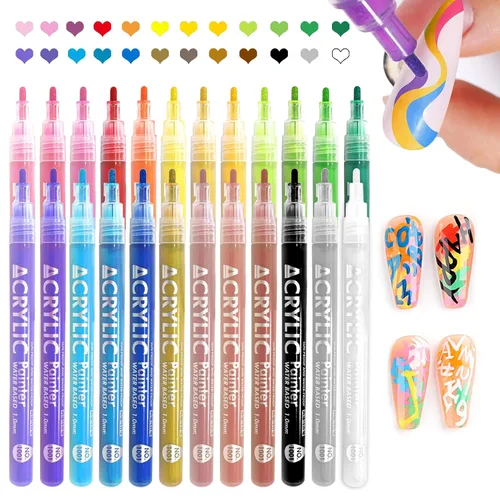Miniatura 8 de IONSGAKO Juego de bolígrafos de arte de uñas de 12 colores, bolígrafos de esmalte de uñas, bolígrafo de dibujo de arte de uñas, secado rápido