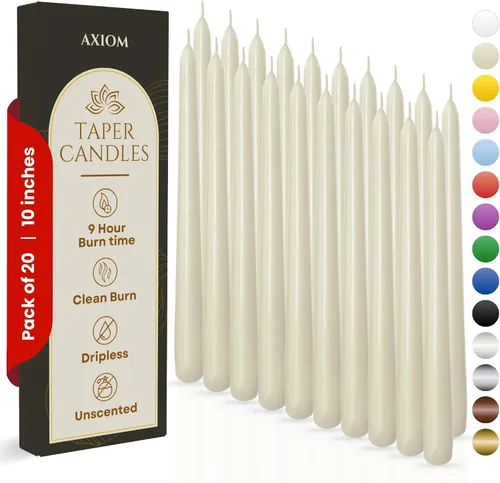 Miniatura 27 de Axiom Candles - Velas cónicas de 10 pulgadas sin goteo - Velas altas sin perfume y sin humo - 9 horas de combustión - Velas cónicas para el hogar