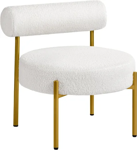 Miniatura 13 de Yaheetech Silla de tocador moderna acolchada con patas doradas para dormitorio, sala de maquillaje, oficina en casa, negro