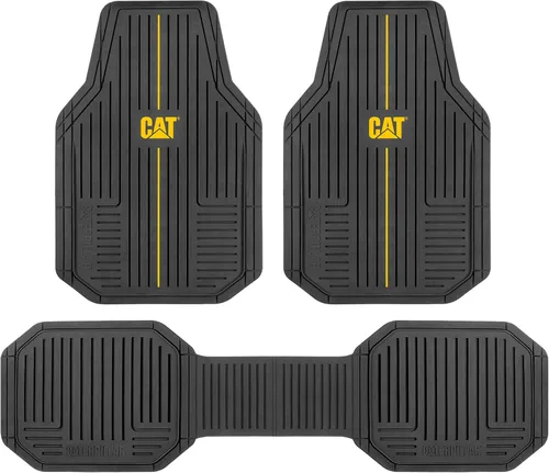 CAT® Signature™ - Alfombrillas resistentes de 3 piezas para todo tipo de clima para automóviles, camiones y SUV, juego completo de alfombrillas de