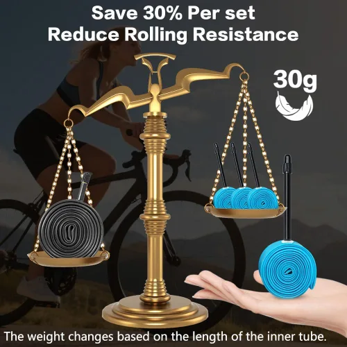 Miniatura 7 de Paquete de 4 tubos interiores ultraligeros de TPU para bicicleta, 700x18C/23C/25C/28C/30C/32C Presta 45/65/3.346 in para viajes diarios, conducción