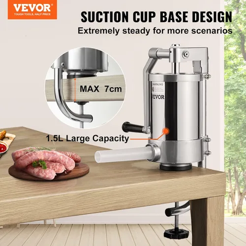 Miniatura 2 de VEVOR Embutidora de Salchicha, Capacidad de 1.5L/2.5LBS, Embutidora Vertical de Salchicha de Acero Inoxidable 304, Máquina de Relleno de Salchichas