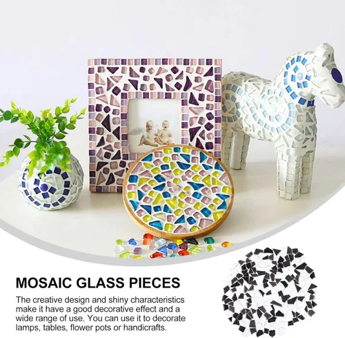 Miniatura 3 de HOMSFOU Azulejos de cerámica adhesivos azulejos de porcelana rotos irregulares Azulejos diminutos Piezas de vidrio de cristal para manualidades DIY