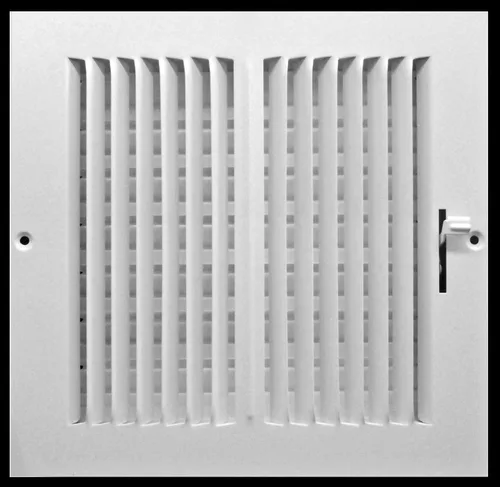 Miniatura 16 de Rejilla de suministro de aire de 3 vías de 10 pulgadas x 6 pulgadas - Tapa de ventilación y difusor - Cara plana estampada - Blanco.